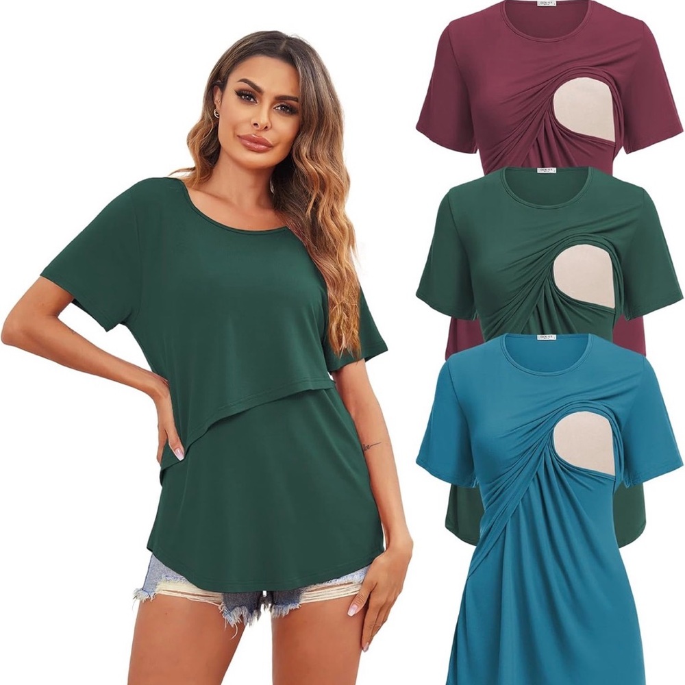 NWOT Ekouaer Women’s Maternity and Nursing Tops 3 Pack